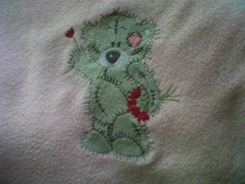 Pink Fleecy baby blanket - Tatty Teddy - Embroided