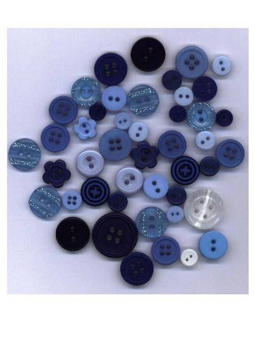 CRAFT BUTTONS - blue and white - 10g per packet