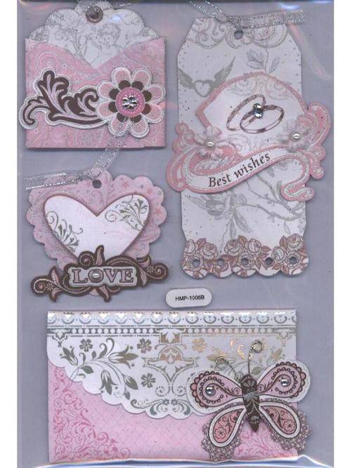 HANDMADE 3-D EMBELLISHMENTS - theme WEDDING - pack size 125x185mm