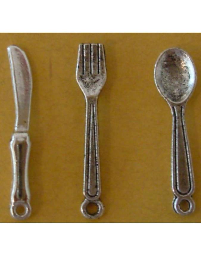 METAL CHARM EMBELLISHMENT:    small  CUTLERY SET   - size 20mm