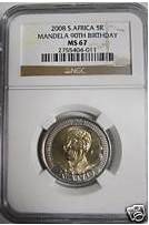 Mandela 90th Birthday 2008 - MS 67 High Grade NGC