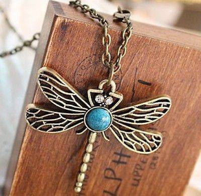 Vintage Style Bronze Dragonfly necklace