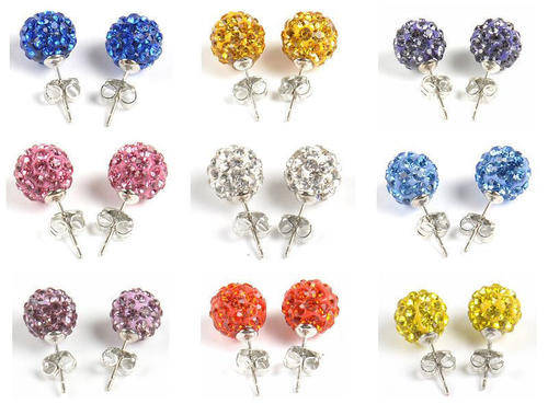 'GREAT DEAL' 10 PAIRS CRYSTAL SHAMBALLA EARRINGS- DIFFERENT COLOURS