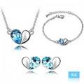 White Gold Plated Austrian Crystal Heart Jewelry Set