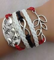 Infinity Bracelets Black and red Silver