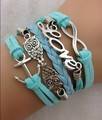 Infinity Bracelet Light Blue Love Owl