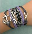 Infinity Bracelet believe Love Lilac and Grey