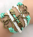 Infinity Bracelet Blue and white Double hearts