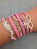Infinity Bracelet Light Pink Glitter Love Bird
