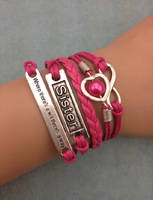 Infinity Bracelet pink pearl 'Sister'