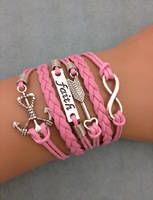 Infinity Bracelet pink Faith Arrow