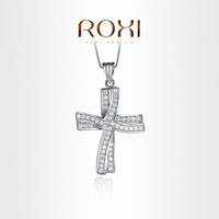*Discounted shipping****BRAND NEW AUSTRIAN CRYSTAL WHITE 18K GP CROSS NECKLACE ***