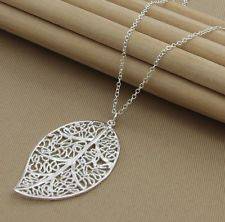 **Discounted shipping** beautiful 925 silver stamped plated leaf design Necklace