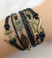 **Discounted Shipping** Infinity Bracelet faith anchor owl