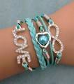 **Discounted Shipping** Infinity Bracelet blue glitter love