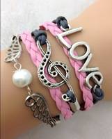 **Discounted Shipping** Infinity Bracelet pink and grey music love