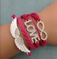 **discounted shipping**Infinity Bracelet pink glitter love wings