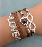 **Discounted Shipping** Infinity Bracelet glitter brown love