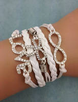 Infinity Bracelet glitter white love bow