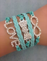 Infinity Bracelet glitter blue love