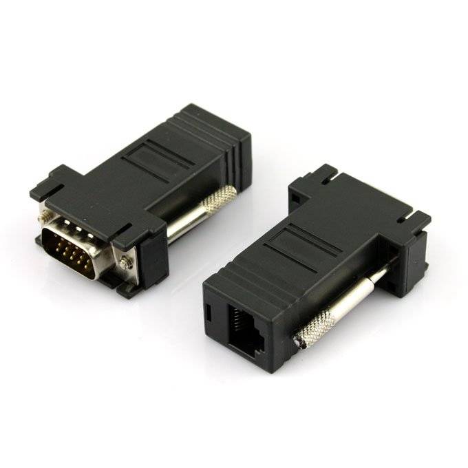 2IN1 VGA(SET) TO CAT5 EXTEND NETWORK CABLE upto 100'/33m New