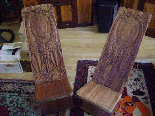 Two Beautiful Handcarved African Chairs from Tanzania - Very Striking