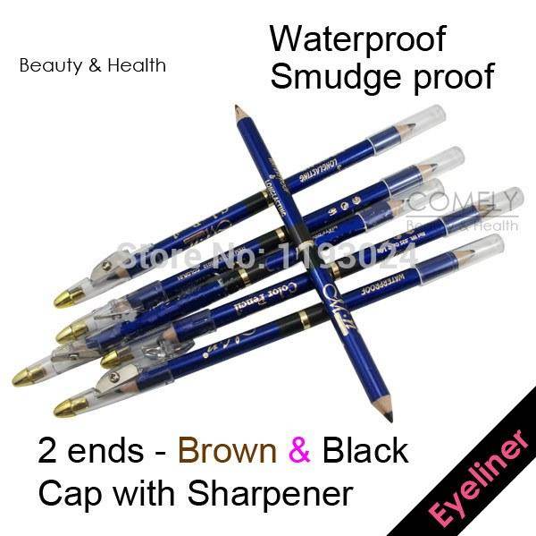 2 in 1 EYELINER with Sharpener. Black one end, Brown other end.