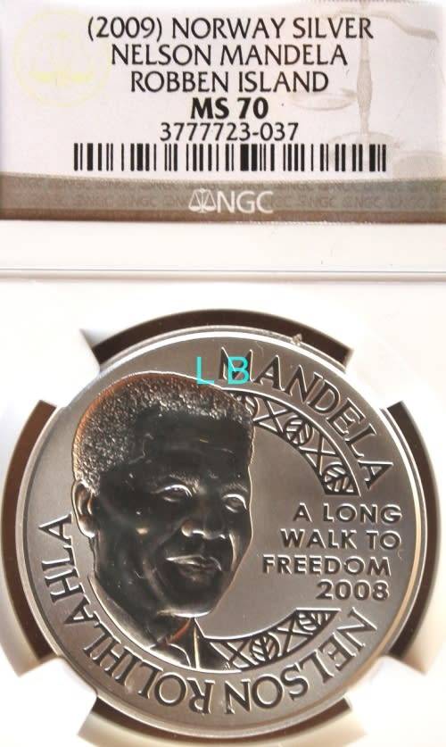 2009 Norway Silver Mandela Robben Island Commemorative Coin NGC Graded MS 70