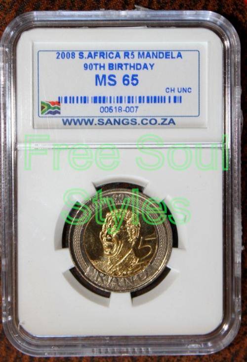 2008 Mandela 90th Birthday R5 SANGS Graded MS 65