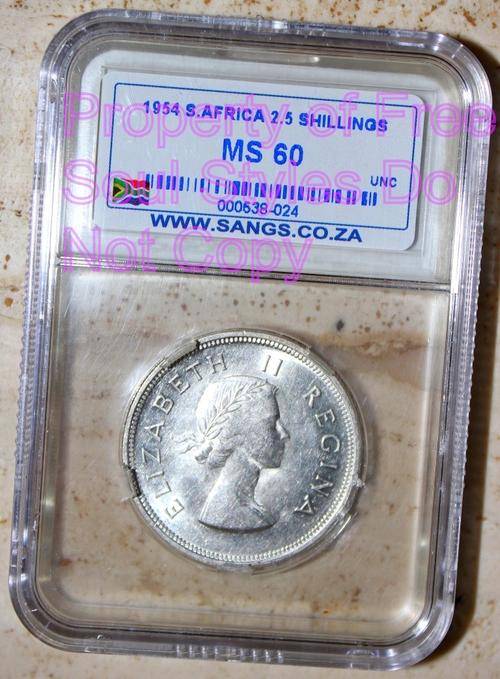 1954 2.5 Shillings SANGS Graded MS 60