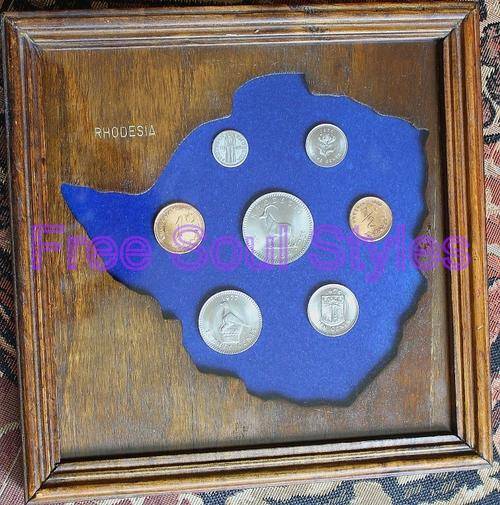 Beautiful Set of Rhodesia Coinage on Velvet Map