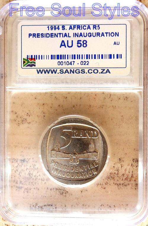 1994 R5 Inauguration Coin SANGS Graded AU 58