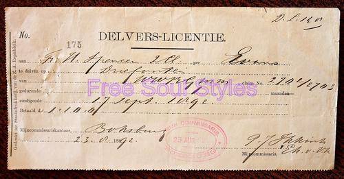 For gustavdt88 Only! 1892 Gold Diggers Licence