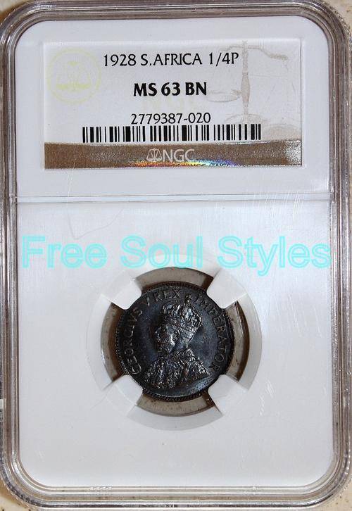 1928 1/4 Penny NGC Graded MS 63 BN - Catalogue Value R900.00