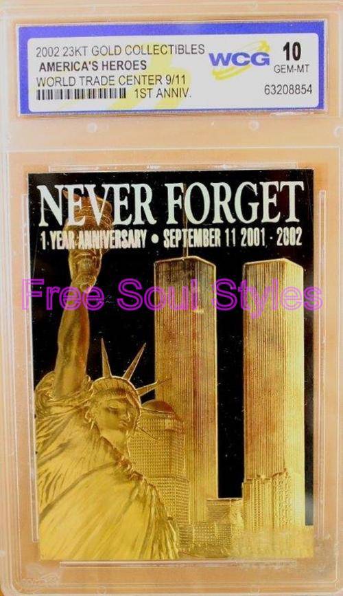 23ct Gold Graded Stamp Remembering the 1st Anniversary of The World Trade Center Tragedy