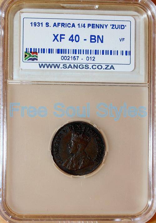 1931 1/4 Penny "Zuid" SANGS Graded XF 40 BN