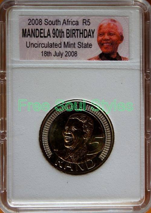 2008 Nelson Mandela 90th Birthday R5 in Case