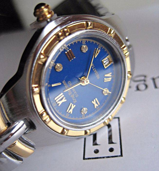 NEW RRP £605 Krug Baumen 2615DL LADIES Regatta 4X Genuine Diamond Blue Dial Two Tone Watch