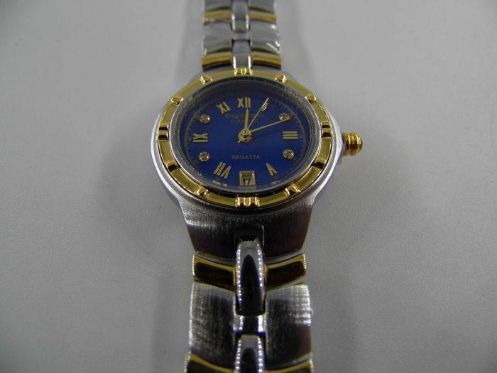 NEW RRP £605 Krug Baumen 2615DL LADIES Regatta 4X Genuine Diamond Blue Dial Two Tone Watch