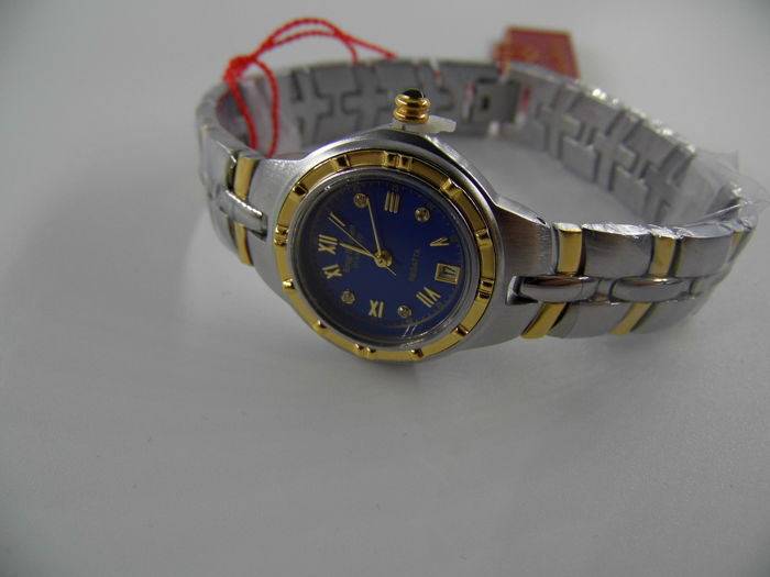 NEW RRP £605 Krug Baumen 2615DL LADIES Regatta 4X Genuine Diamond Blue Dial Two Tone Watch