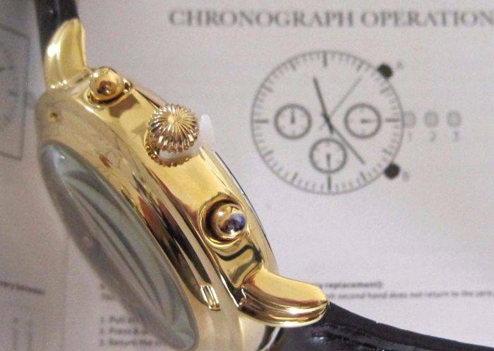 Opens @ R1 Retail: R14,595.77 Krug Baumen MEN Principle CHRONO Gold 8X  Diamond  Leather Watch