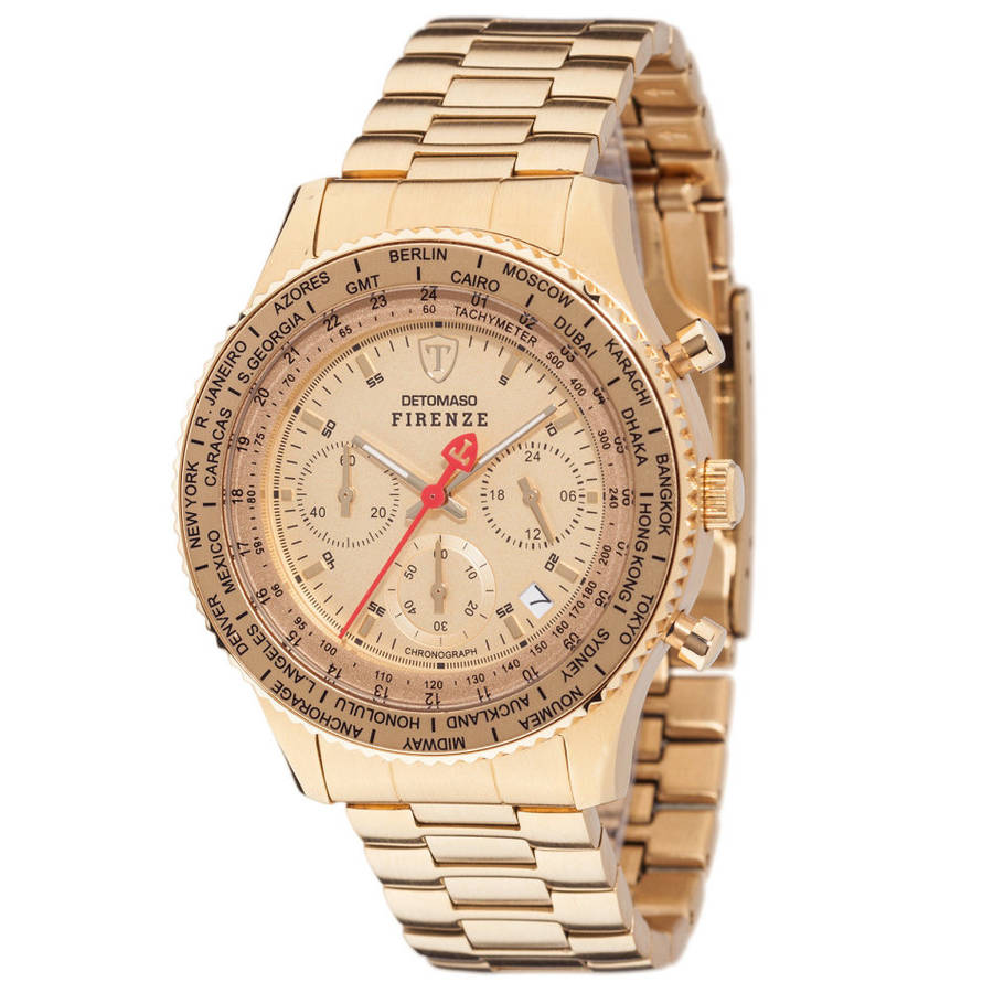 DETOMASO FIRENZE Mens Wrist Watch Chronograph Gold Plated Stainless Steel  watch