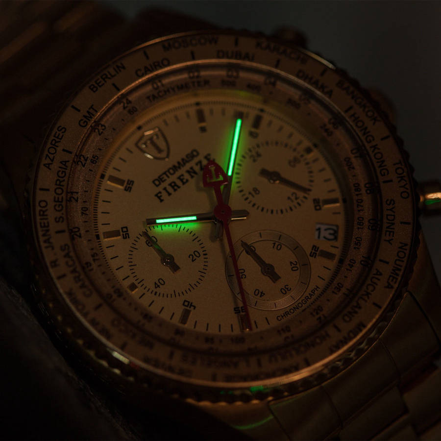 DETOMASO FIRENZE Mens Wrist Watch Chronograph Gold Plated Stainless Steel  watch