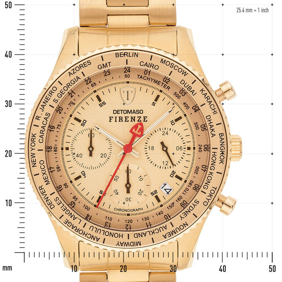 DETOMASO FIRENZE Mens Wrist Watch Chronograph Gold Plated Stainless Steel  watch