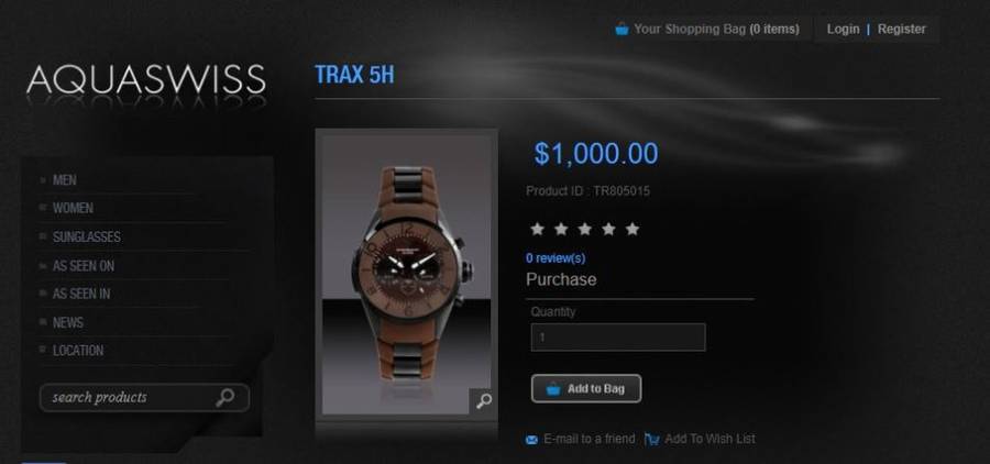 **Brand New**Aquaswiss Unisex Trax 5H Stainless Steel Brown Swiss Made Watch Retail: $1000 /R13,000