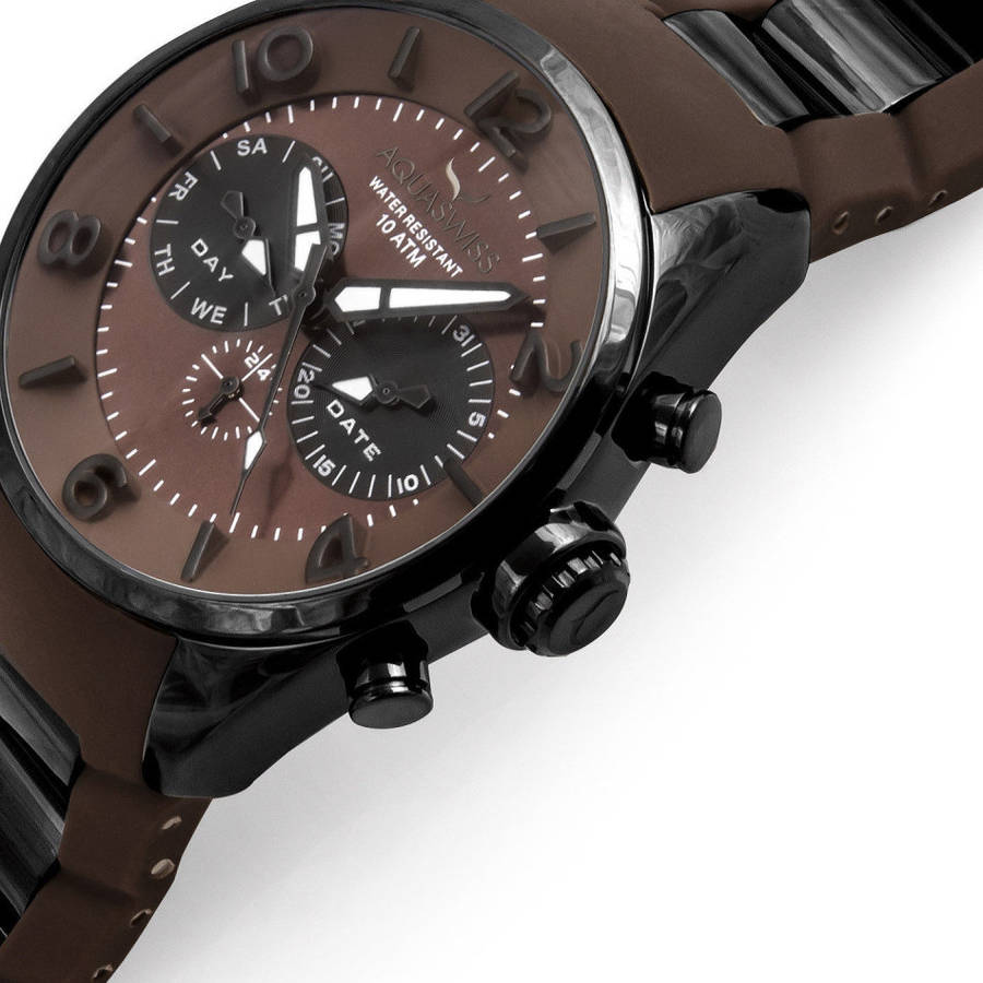 **Brand New**Aquaswiss Unisex Trax 5H Stainless Steel Brown Swiss Made Watch Retail: $1000 /R13,000