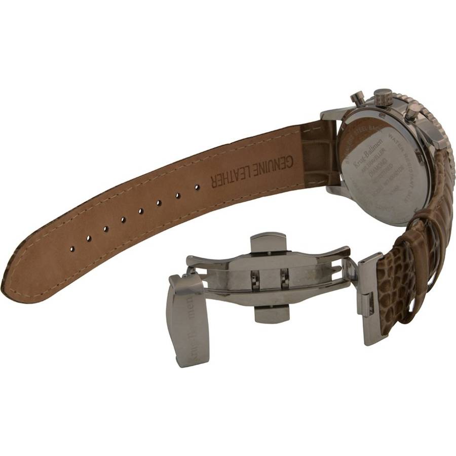 R1 Auction Retail R13,856.74 Krug Baümen Air Traveller  8 Real Diamond Steel  Dial Brown Strap Watch