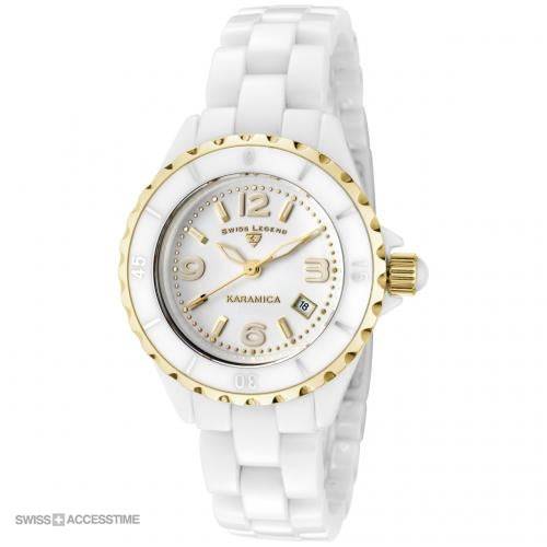 Retail: R8,830.00 Swiss Legend Women's 23K Gold PL Karamica Analog Display Swiss Quartz White Watch