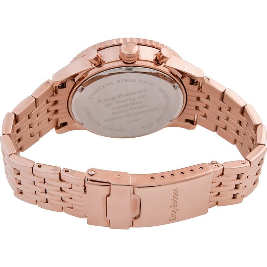 Retail: R14,655.63 Krug Baümen Air Traveller  8 Genuine Diamond Champagne Dial Rose Gold Strap Watch