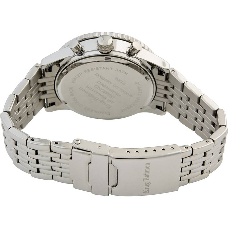 Retail: R15,247.97 Krug Baümen Air Traveller  8 REAL Diamond Brown Dial Stainless Steel Watch